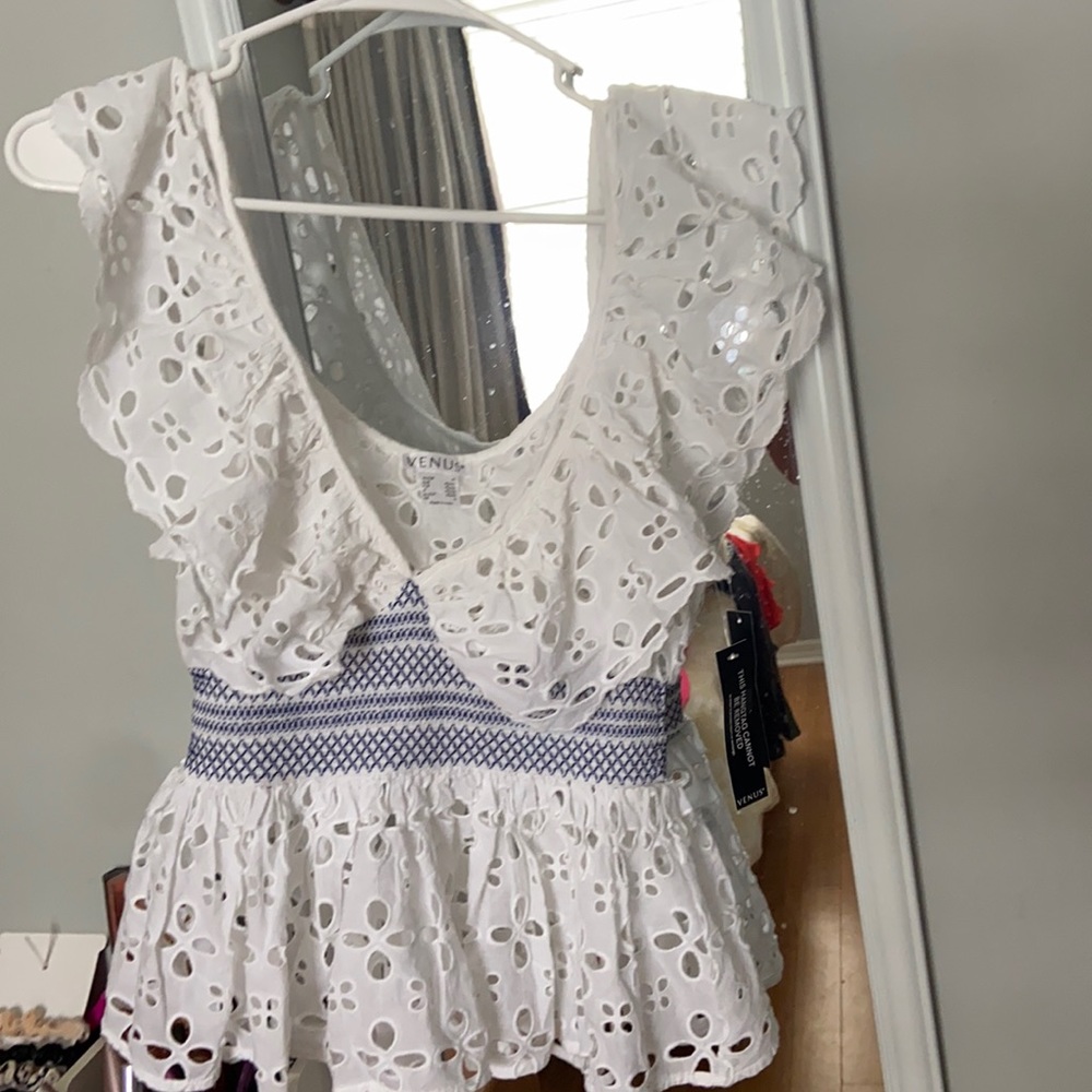 Venus top woman medium winches waist white lace